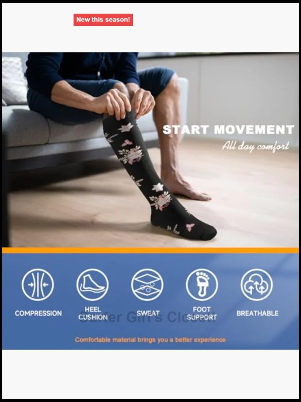 6 Pairs Knee High Compression Socks 20-30 mmHg for Running Nurse Travel